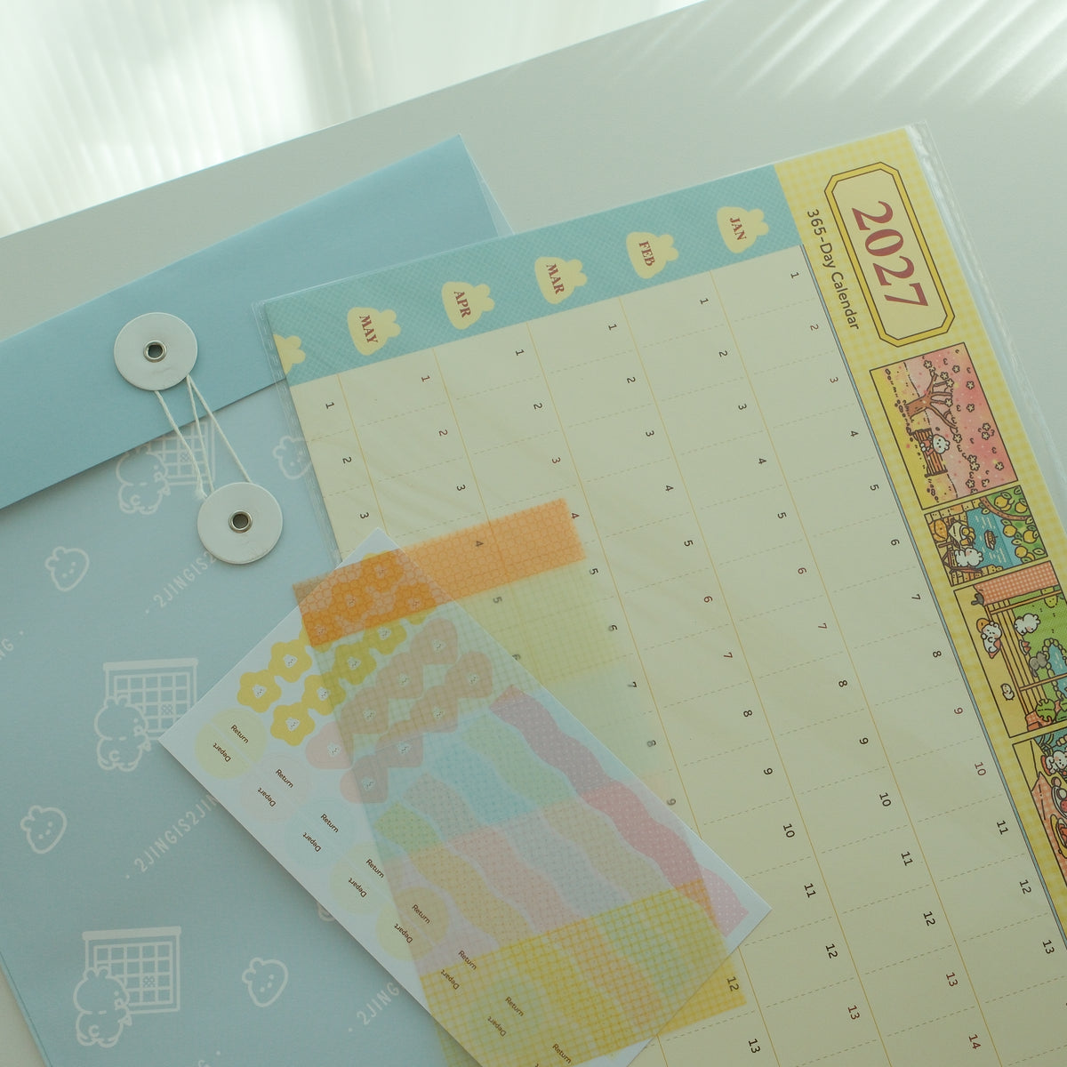 2027 Illustrated 365-Day A2 Wall Calendar & Sticker Pack