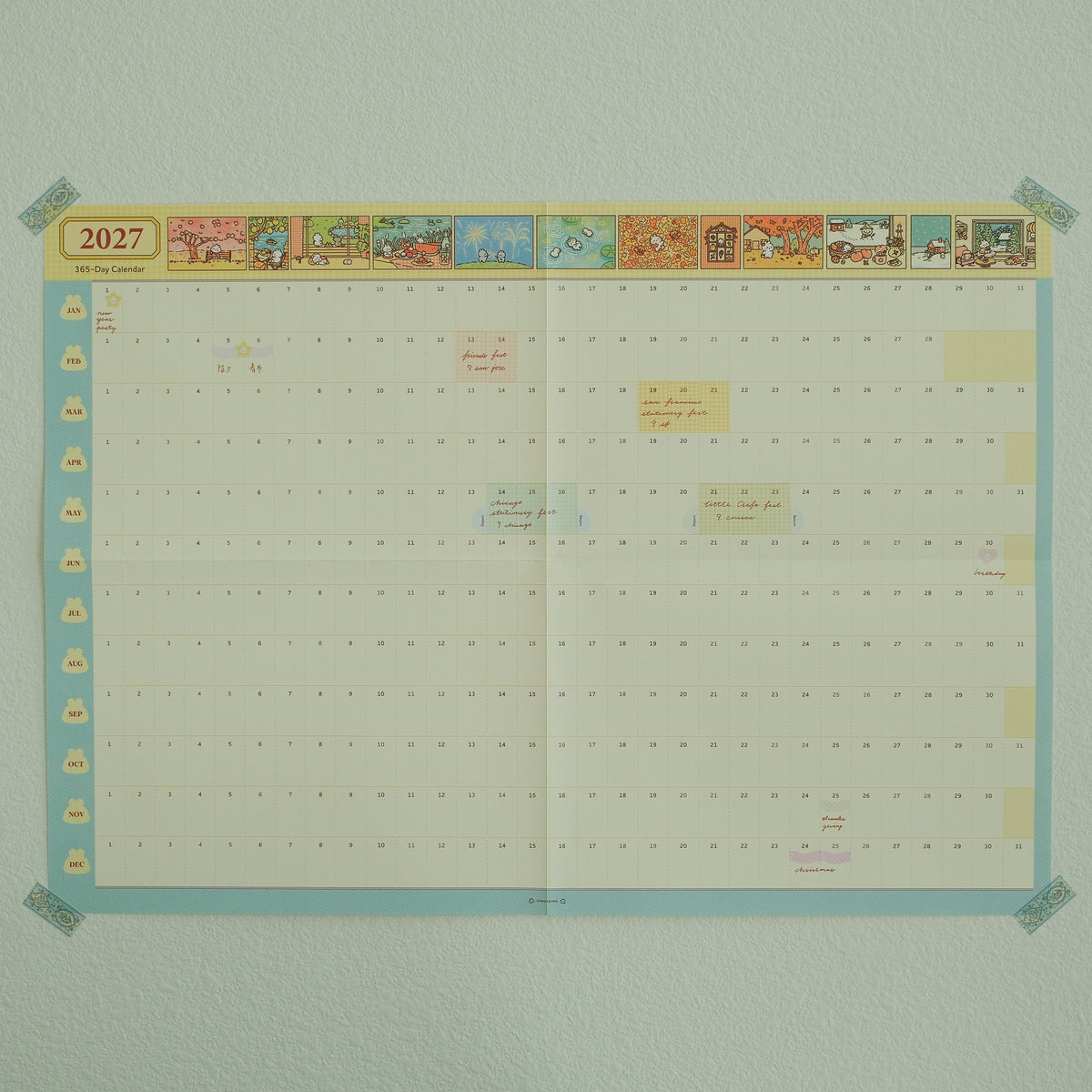 2027 Illustrated 365-Day A2 Wall Calendar & Sticker Pack