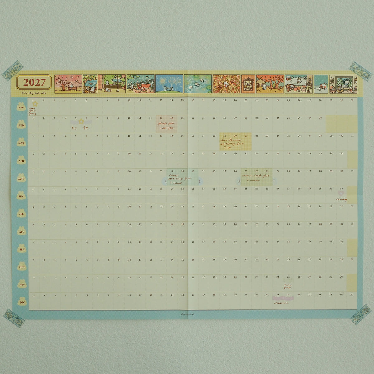 2027 Illustrated 365-Day A2 Wall Calendar & Sticker Pack