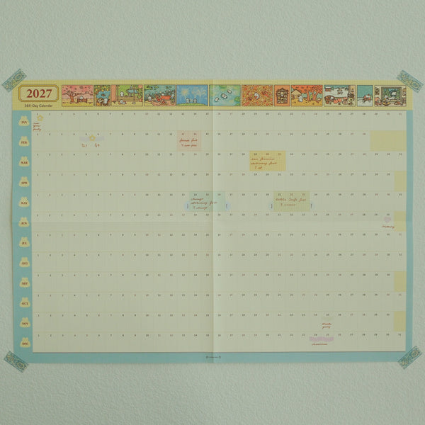 2027 Illustrated 365-Day A2 Wall Calendar & Sticker Pack