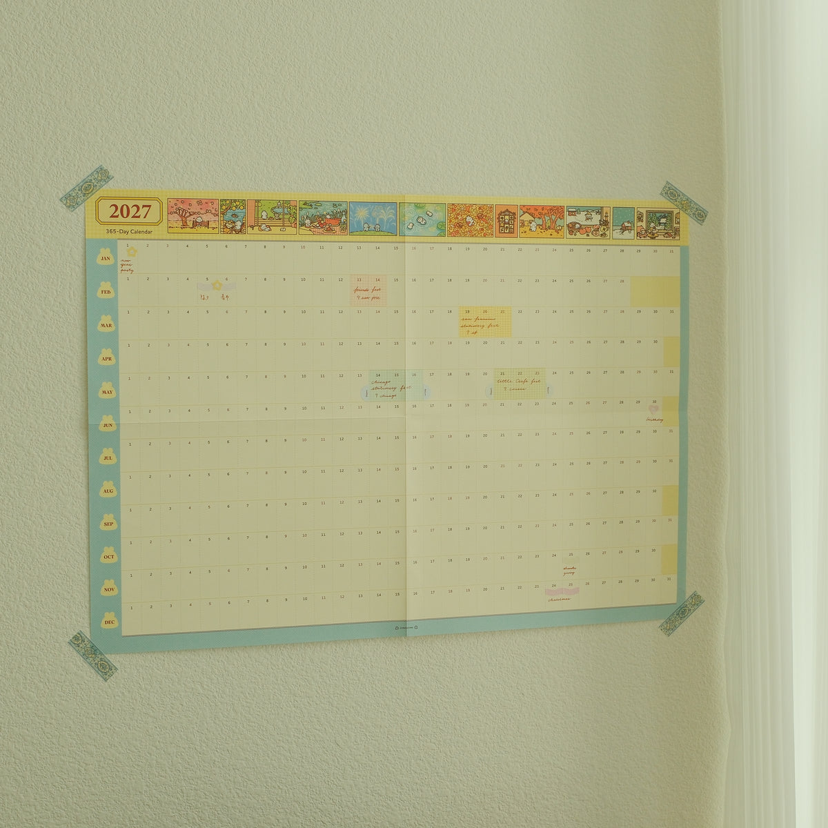 2027 Illustrated 365-Day A2 Wall Calendar & Sticker Pack