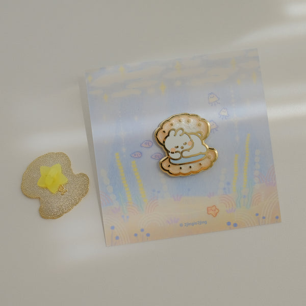 Pearl Bunny Enamel Pin