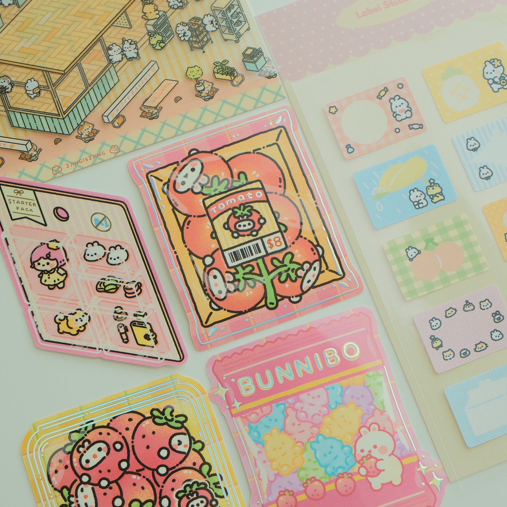 Bunnie Grocery Die Cut Sticker - Strawberry Sweetest Batch