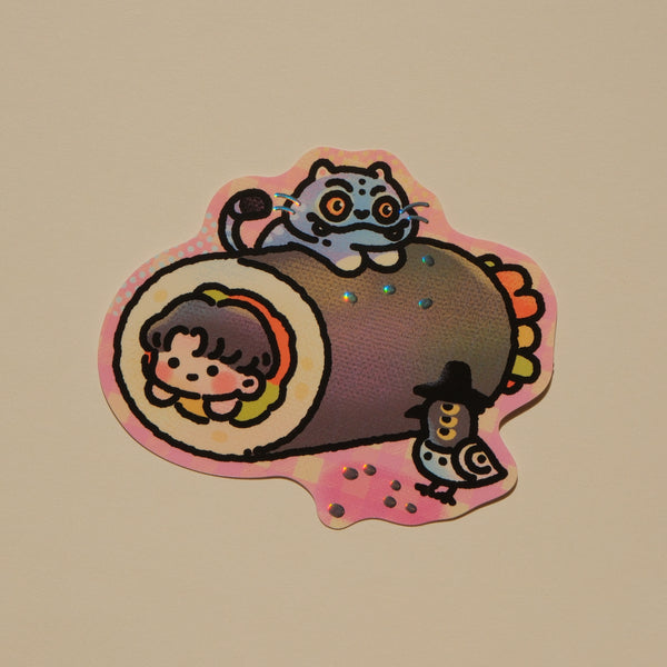 Jinu & Tiger & Bird Gimbap - Kpop Demon Hunters Foil Sticker