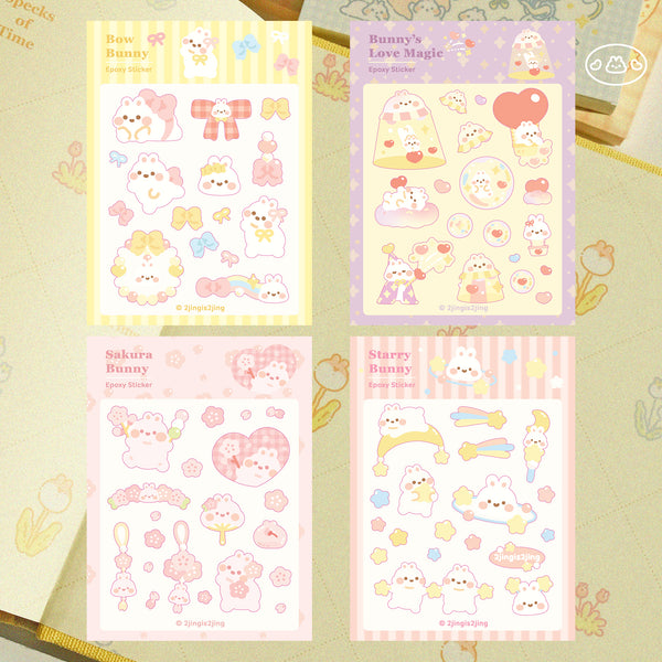 Mini Bunny Epoxy Sticker Sheet - Sakura & Love Magic
